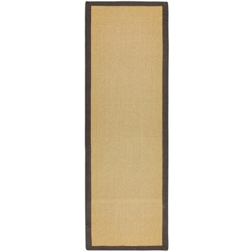 Sisal Modern Plain Cotton Border Natural-Fibre Ribbed Textured Flatweave Natural/Chocolate Runner-Asiatic Carpets-Rug Love - The Most Loved Rug Store